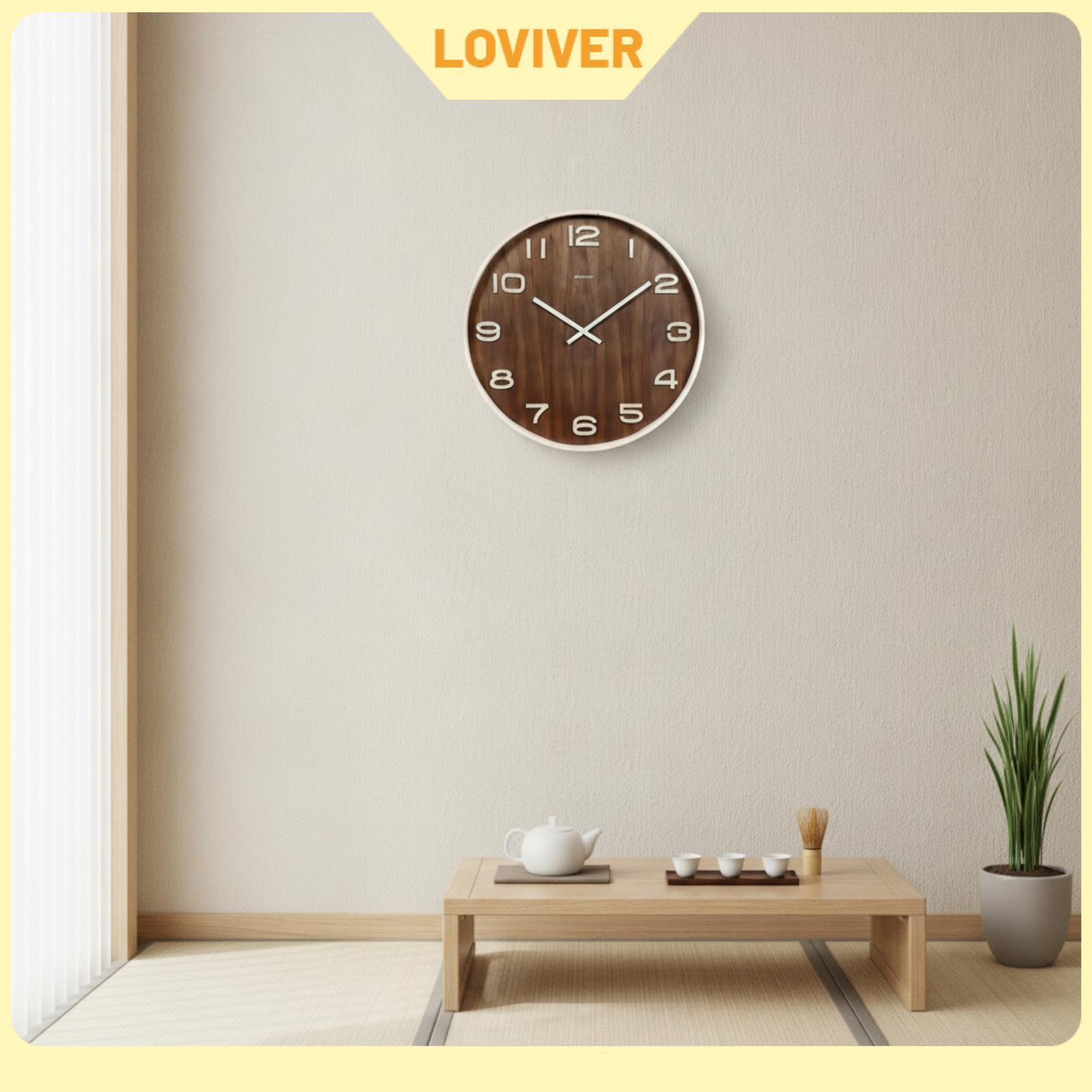 นาฬิกาแขวนผนัง ดีไซน์สวย Loviver กรอบไม้แบตเตอรี่ดำเนินการอนาล็อกตกแต่งที่เงียบสงบสำหรับห้องนั่งเล่นล็อบบี้ ราคา 7,689 บาท*ส่งฟรี