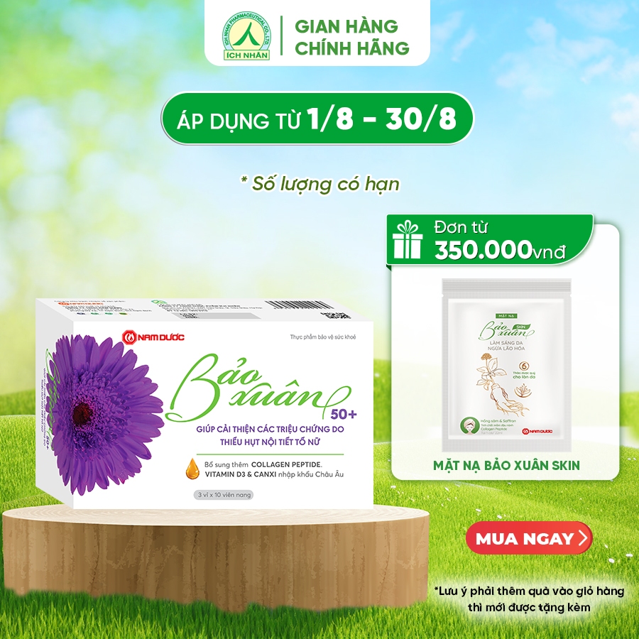 Bảo xuân 50+, tăng cường nội tiết tố, hạn chế lão hóa, giảm nếp nhăn, lấy lại tuổi xuân cho phụ nữ tuổi 50