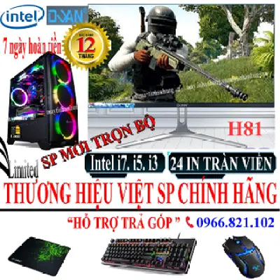 HOT Bộ máy tính chơi GAME intel i7  màn 24 LED IPS CAO CẤP chuyên game cf, lol, fifa, pubg, gata 5, Genshin Impact ...game giả lập bh 12 tháng