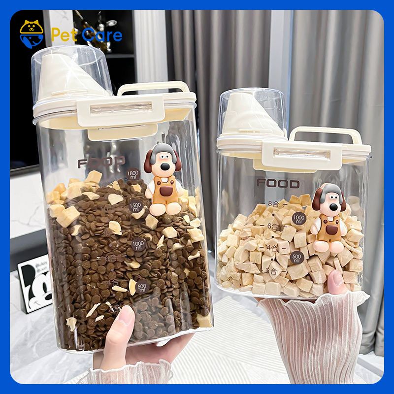 Pet Care Mèo Thực Phẩm Lưu Trữ Xô Con Chó Thực Phẩm Kín Thùng Chống Ẩm Hạt Xô Thức Ăn Vật Nuôi Snack Đông Khô Lon Lưu Trữ Hộ Gia Đình Hộp 1.7L/2.3L/3L