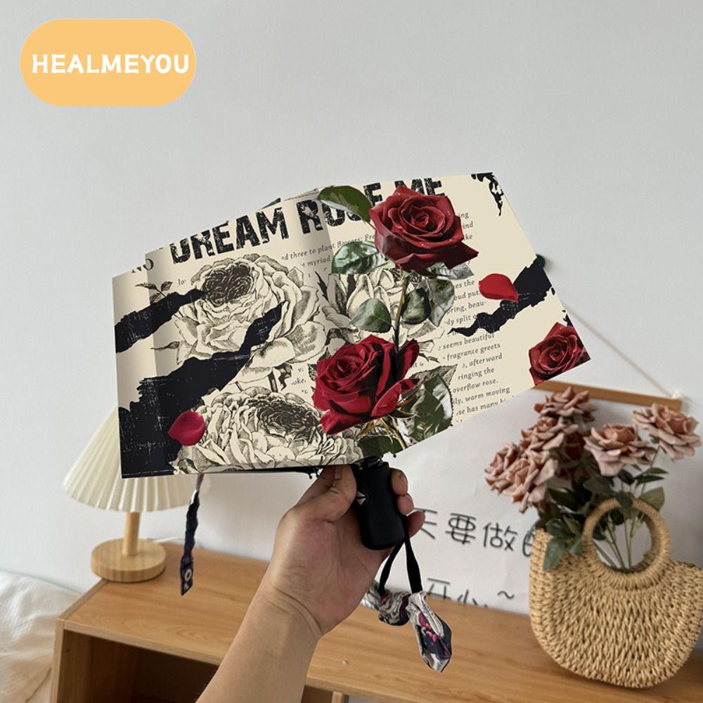 HEALMEYOU สามพับ ร่มอัตโนมัติ โครงเสริมแรง ลายดอกกุหลาบ ร่มพับ แบบอินสตาแกรม น้ำหนักเบา ร่มกันลม ซันนี่ ราคา 245 บาท*ส่งฟรี