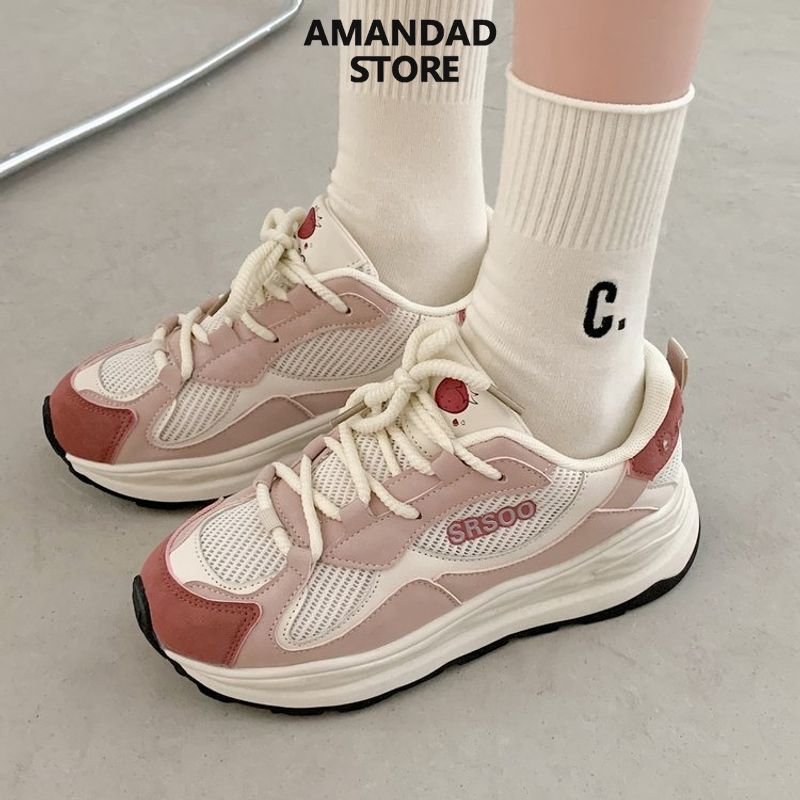 QiaoYiLuo Women's Thick Bottom Sneaker, Mesh Breathable Comfortable Casual Shoes ราคา 430 บาท*ส่งฟรี