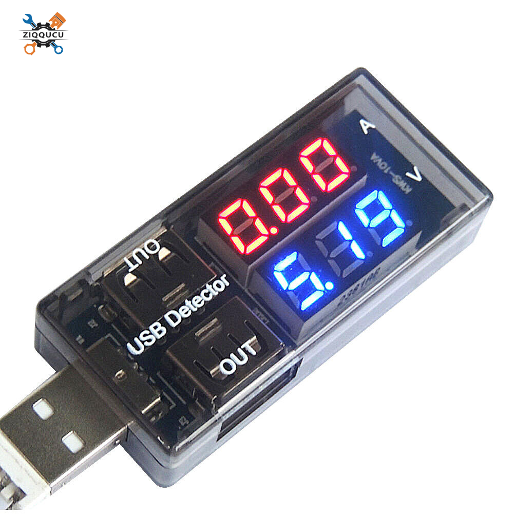 Ban đầu diymore dốc 1/2 pcs bộ đo dòng điện sạc usb bộ kiểm tra điện áp dòng điện meter red + blue led hai hàng hiển thị ampe kế vôn kế kỹ thuật số sạc bác sĩ đen