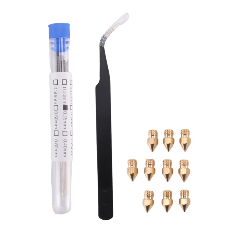 (GTUY) 21 Pieces 3D Printer Nozzle and Cleaning Kit 0.4 Mm Mk8 Nozzles 0.4 Mm Needles and 1 Pack Twe