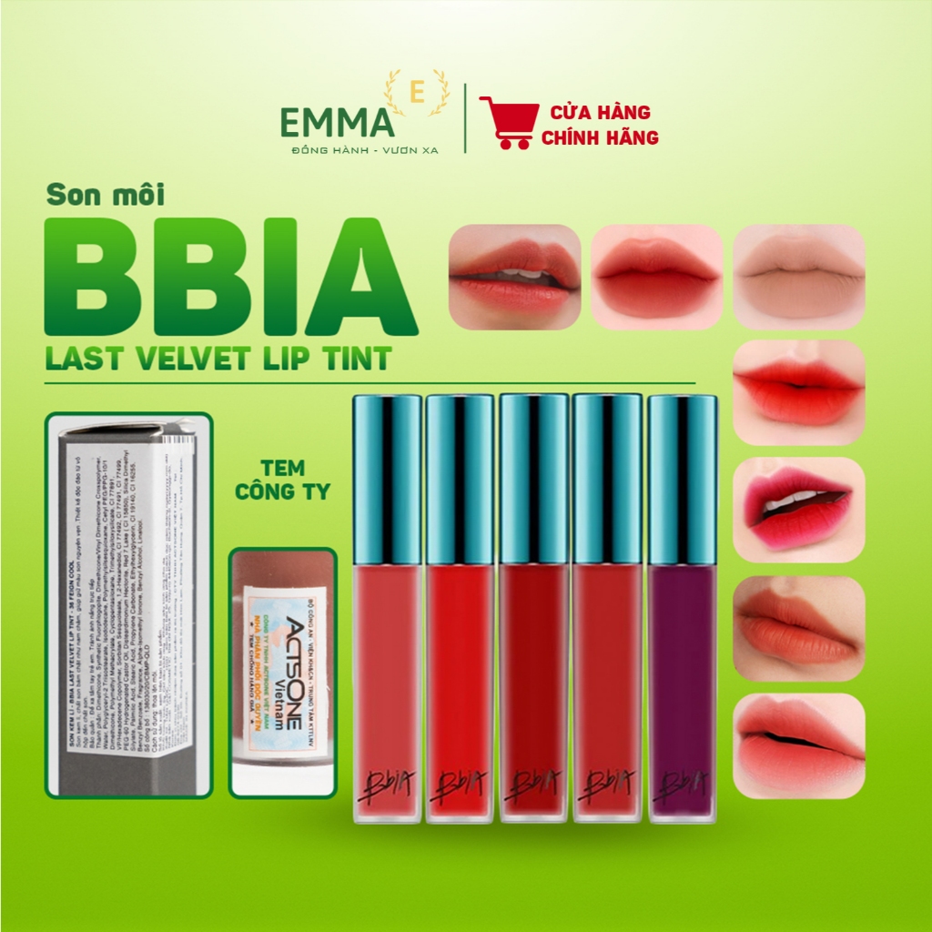 [ Hàng công ty, đầy đủ tem phụ ] Son Kem Lì Bbia Last Velvet Lip Tint 5g, Nhiều Version, nhiều màu sắc lựa chọn.