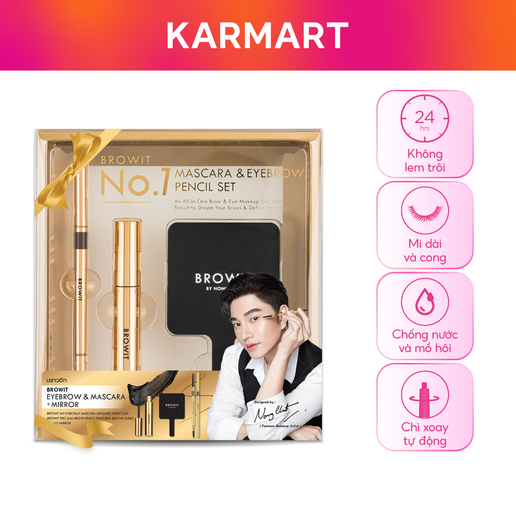 Set mascara và chì mày bán chạy no.1 mascara & eyebrow pencil set 0.06g+5.5g