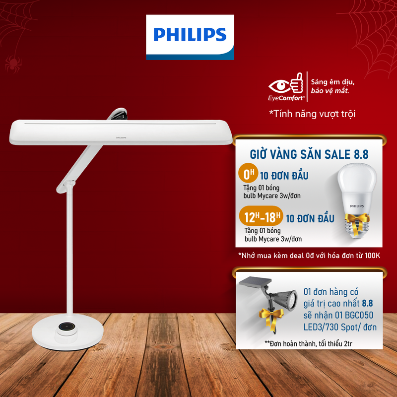 Đèn bàn philips led vdtmate dsk501 13.7w - điều chỉnh màu ánh sáng , bảo vệ mắt, chống cận thị