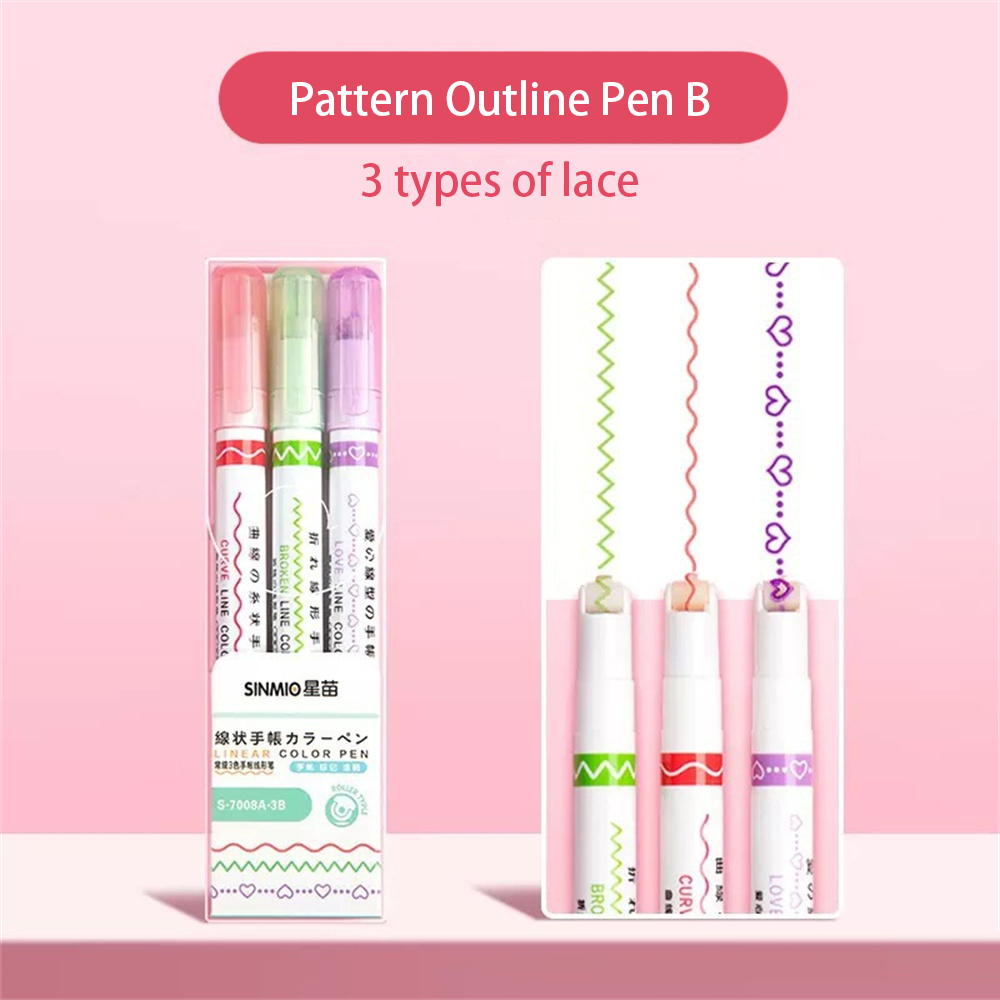 【COD】6pcs/box Curve Highlighter Pen Set Colorful Curve Pen Cute Pattern Handbook Highlighter Reusable Outline Pen Markers Pen Curve Highlighter Pens Aatroxw