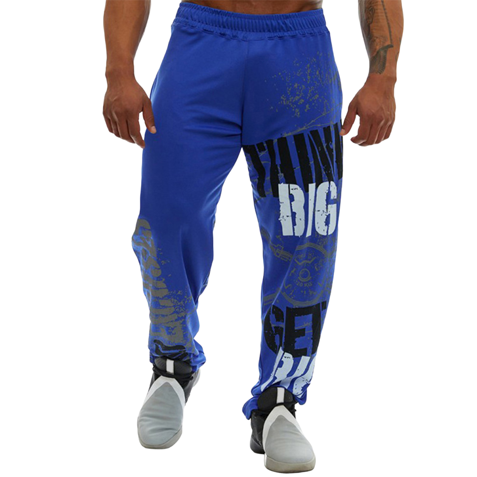 Dece Flor Men Pants Loose Straight Mid Waist Deep Crotch Digital Printing Jogging Soft Elastic Waist Men Trousers for Gym Chic Sports Pants - 4