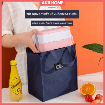 Túi đựng hộp cơm giữ nhiệt LunchBag, chất liệu vải Oxford, thiết kế vuông 3 chiều, mang đi tiện lợi Akii Home TD118