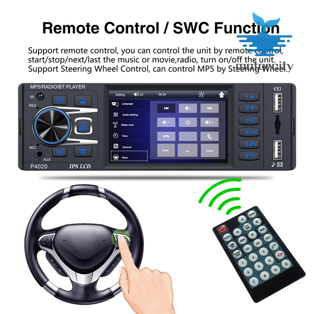P4020 Car Radio 1 DIN 3.8 inch IPS Bluetooth-