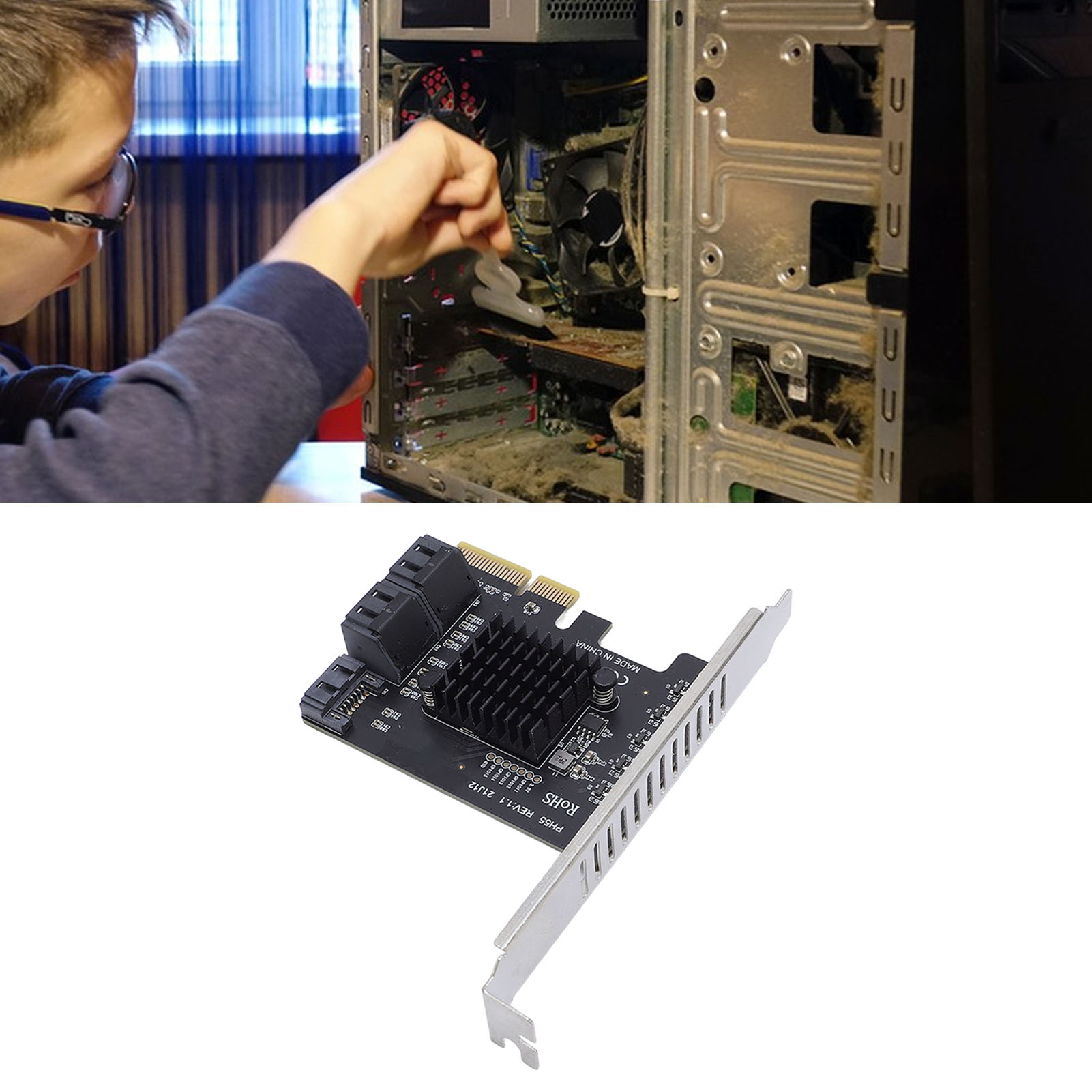 Garosa Thẻ mở rộng Gugxiom PCIE PCIe X4 X8 X16 ra 5 cổng SATA 3.0 3.1 Thẻ mở rộng PCI Express Controller Card để giành chiến thắng cho Linux cho OS X 10 Giá 677,000 Đồng*Miễn phí vận chuyển