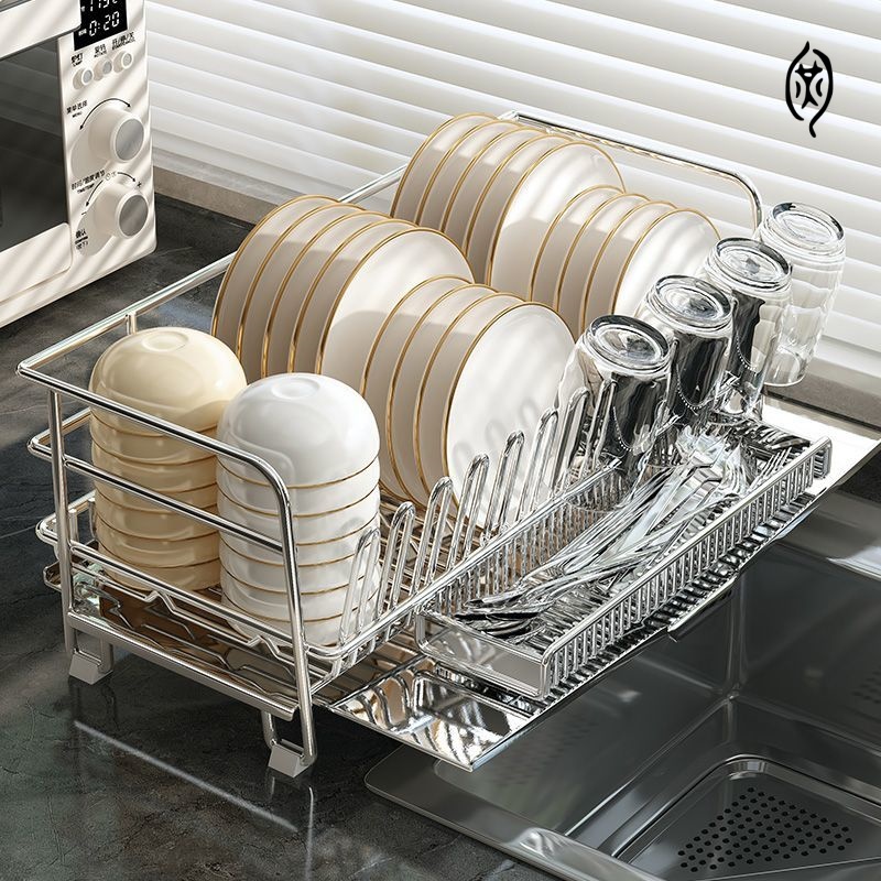 304 Stainless Steel Dish Drying Rack Over Sink ，Large Capacity Dish Drainer Rack Stainless ，bowl and Dish Drainage Rack, Multifunctional Storage Rack for Bowls and Dishes ราคา 2,779 บาท*ส่งฟรี