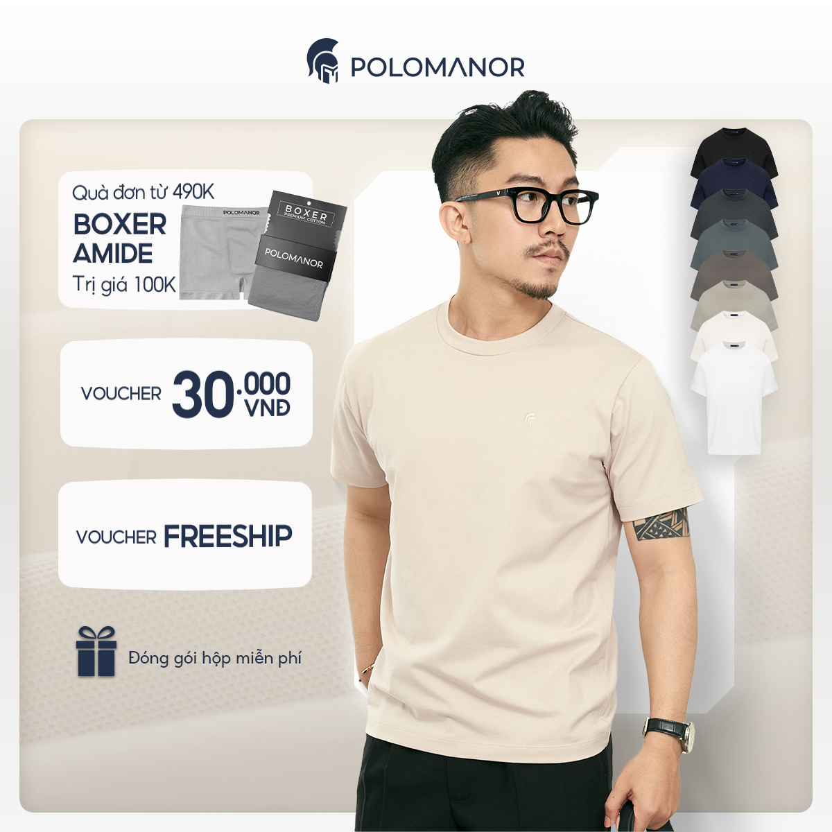 Áo thun nam cổ tròn TSHIRT BASIC, BST Social Circle vải cotton cao cấp thoải mái - POLOMANOR