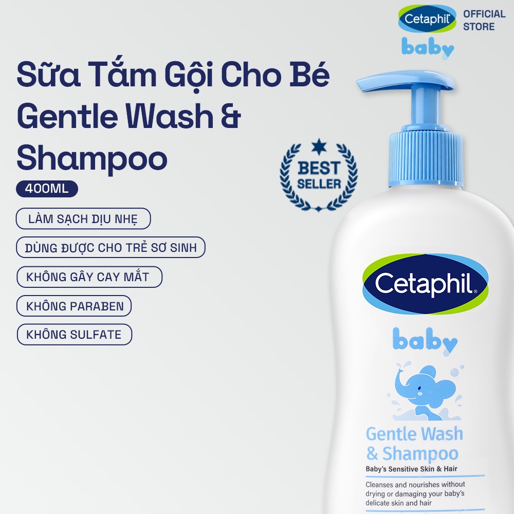 Sữa tắm gội dịu lành cho bé CETAPHIL BABY GENTLE WASH  SHAMPOO 400ML