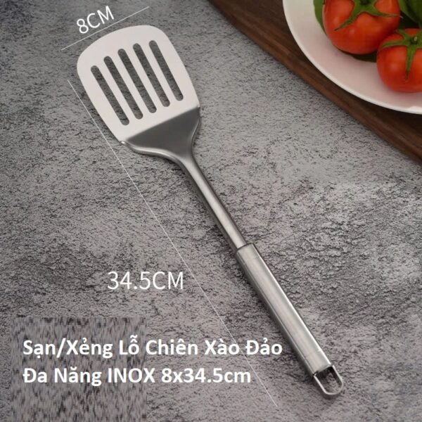 Sạn/Xẻng (Lỗ) Và (Đặc) Chiên Xào Đảo Đa Năng INOX 8x34.5cm. LMS