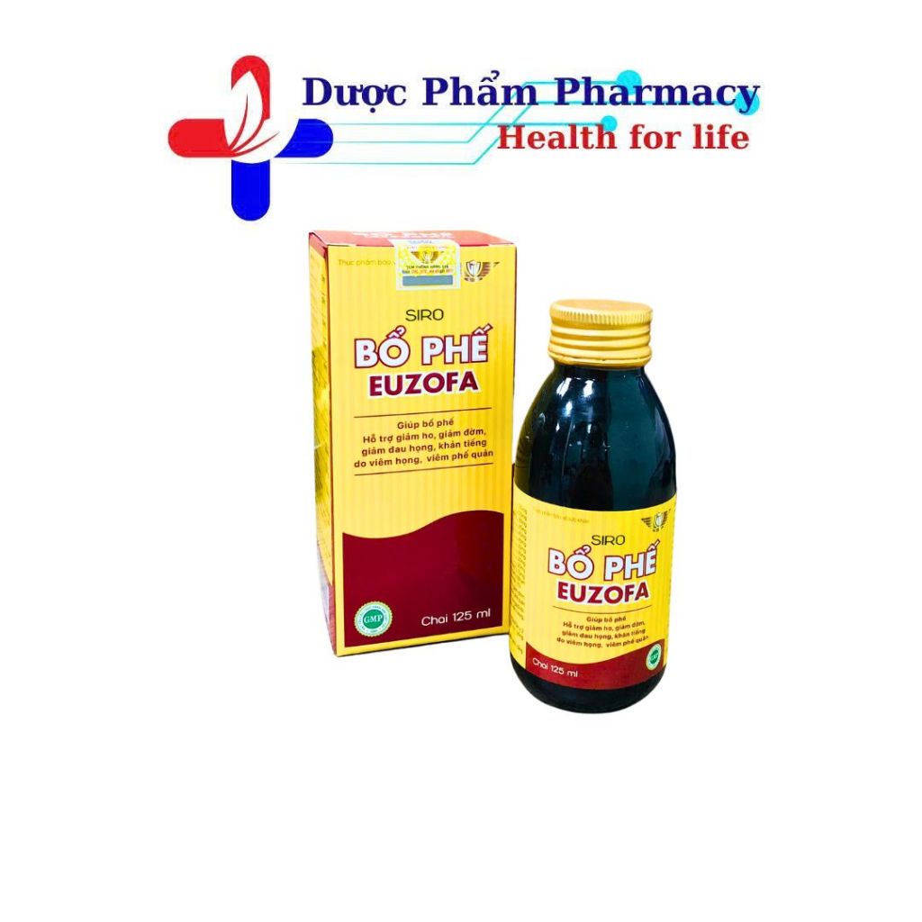 Siro Ho Bổ Phế Euzofa Hỗ Trợ Giảm Ho, Long Đờm, Làm Dịu Rát Cổ Họng Do Viêm Họng – Chai 125ml