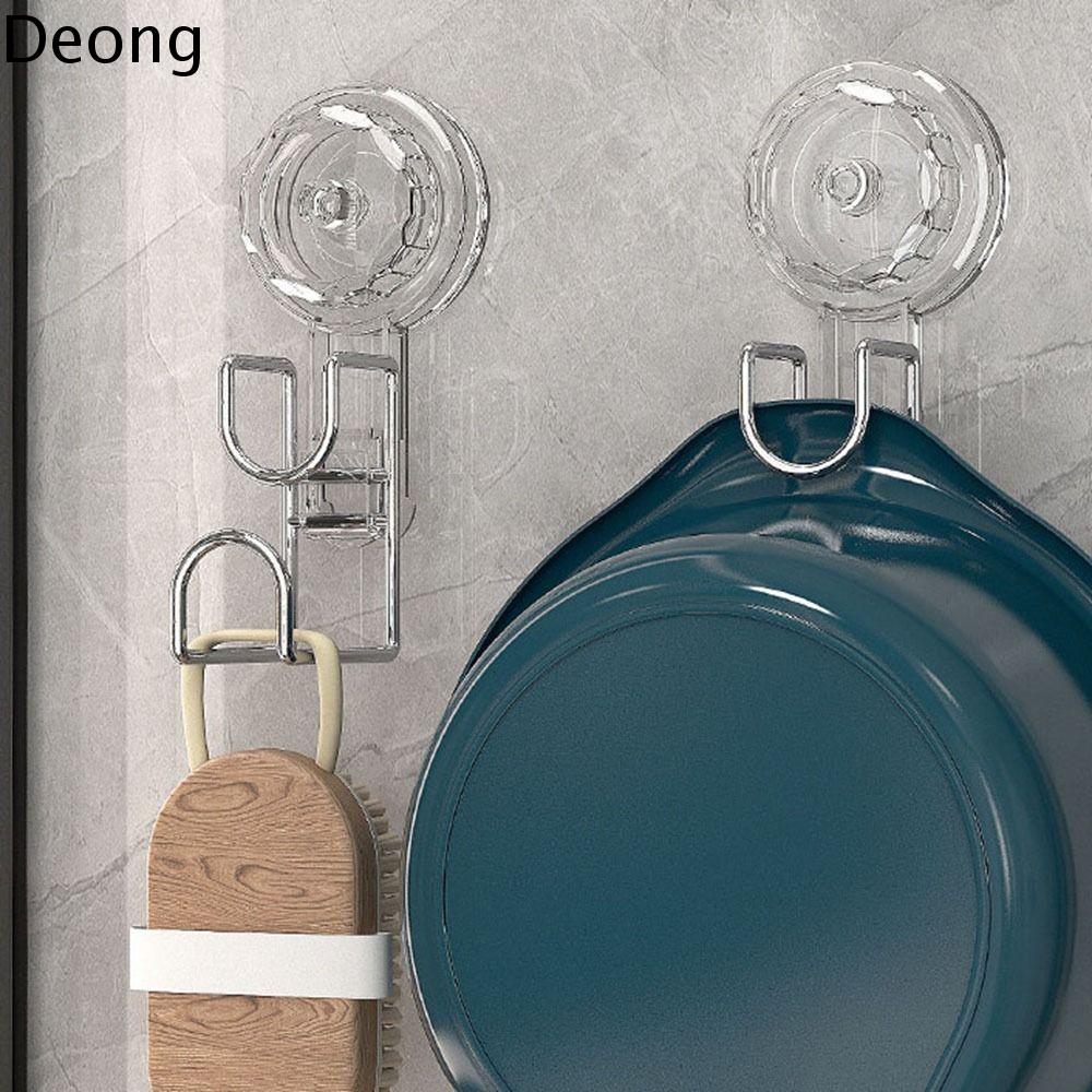 DEONG 2Pcs Thép không gỉ Giá đựng chậu rửa Không cần đục lỗ Trong suốt Móc cốc hút Đa chức năng Tiết kiệm không gian Móc bồn tắm Dành cho gia đình