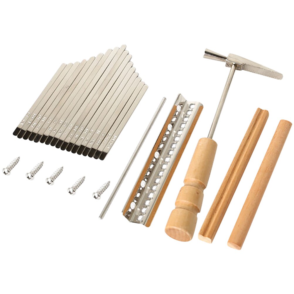 Thumb Piano Kalimba Shrapnel DIY Keys Bridge Kit Component Accessories Tuning Hammer Metal Replacement 17