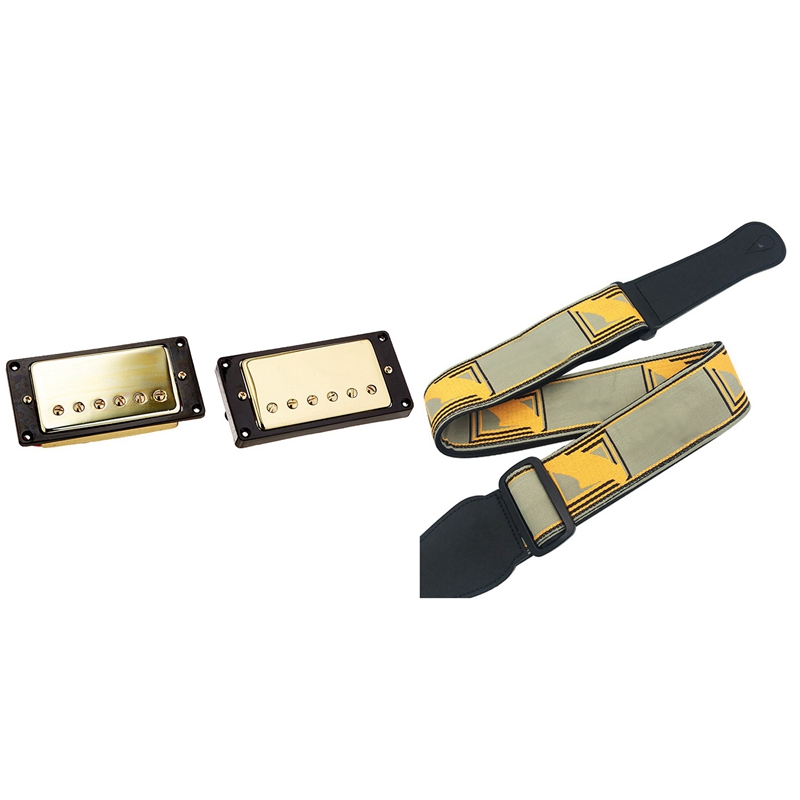 1 Set Humbucker Pickup Gold for Gibson Les Paul with Vintage Cotton Guitar Strap,for Bass / Electric Guitar