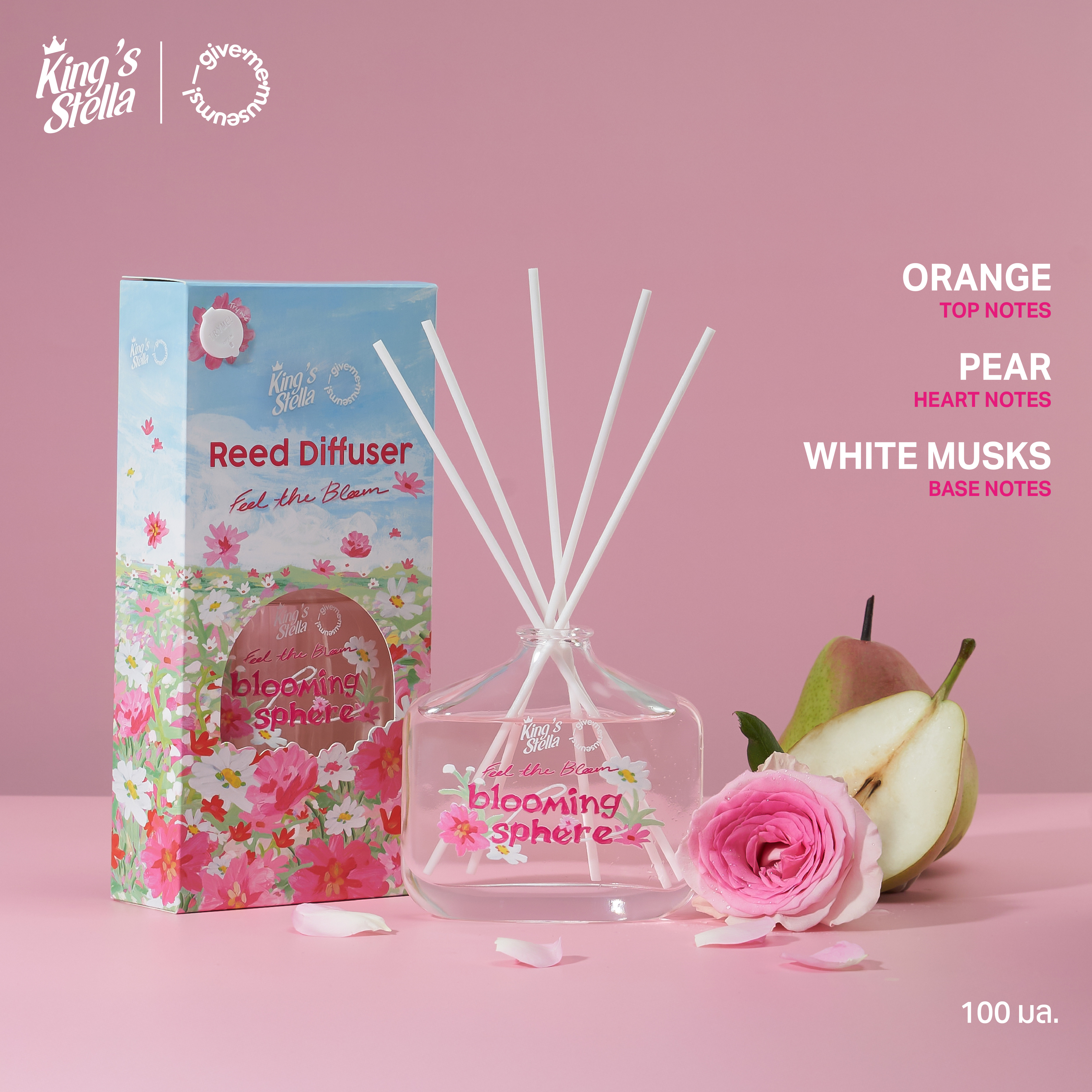 Kings Stella x Give me museums คิงส์สเตลล่า ฟีล เดอะ บลูม ก้านไม้หอมปรับอากาศ Feel The Bloom Reed Diffuser (100 ml.)