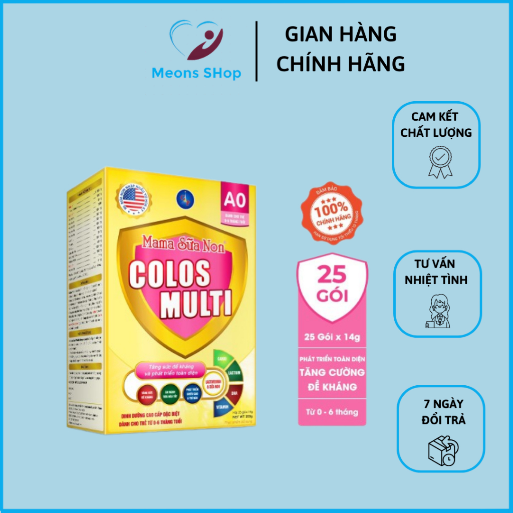 Mama Sữa non Colos Multi A0 hộp 352g chính hãng ( 25 túi x 14gr) - Chuyên biệt giúp bé ăn ngon