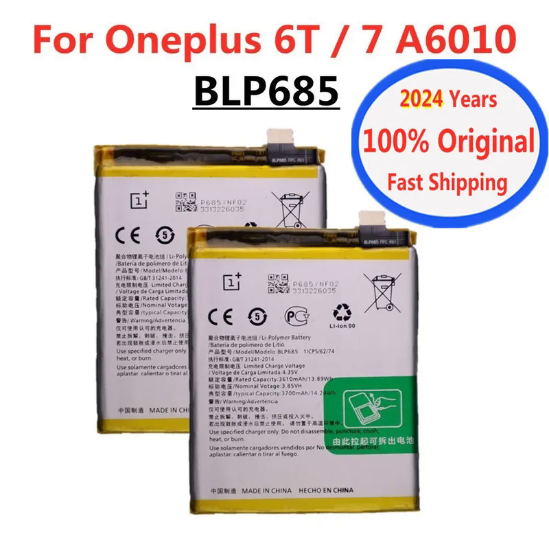 2024 Years 1 BLP685 Original OnePlus 6T 7 One Plus 7 6T A6010 3700mAh Mobile Phone Battery Bateria In Stock ราคา 472 บาท*ส่งฟรี