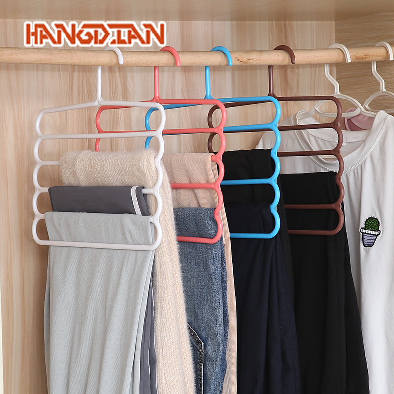 HANGDIAN 5-Tier Thickened Pants Hanger Multi-Functional Non-Slip Storage Rack for Home Wardrobe ราคา 21 บาท*ส่งฟรี