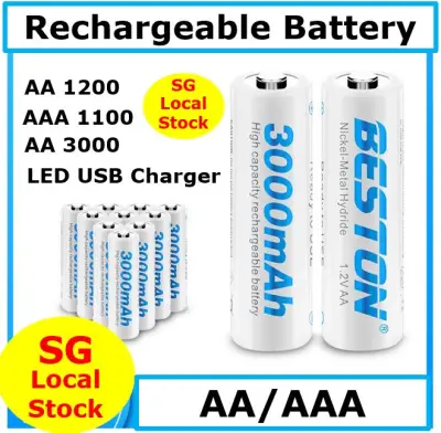 AA/AAA Battery Rechargeable Battery LED USB Battery Charger 2pc Bundle