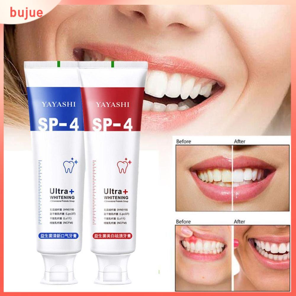 BUJUE Tăng cường răng Loại bỏ mảng bám vết bẩn sâu Làm Trắng Răng Sửa chữa màu vàng Hơi thở tươi mát Kem đánh răng Probiotic SP-4 Làm sáng da