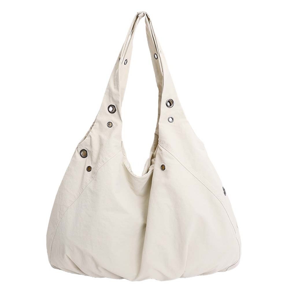 HERWK Nước chống bắn Túi vest tote có lỗ xỏ Công suất lớn Nhẹ Túi vải đeo vai cho nữ Dày hơn Túi đi lại Túi xách nylon màu sắc đồng nhất Phụ nữ - 5