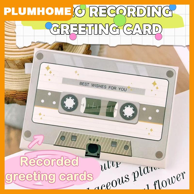 PLUMHOME Ghi âm thẻ thoại Băng thiệp chúc mừng ghi âm 60 giây tự làm ghi âm nhạc kỷ niệm ngày Valentine quà tặng sinh nhật