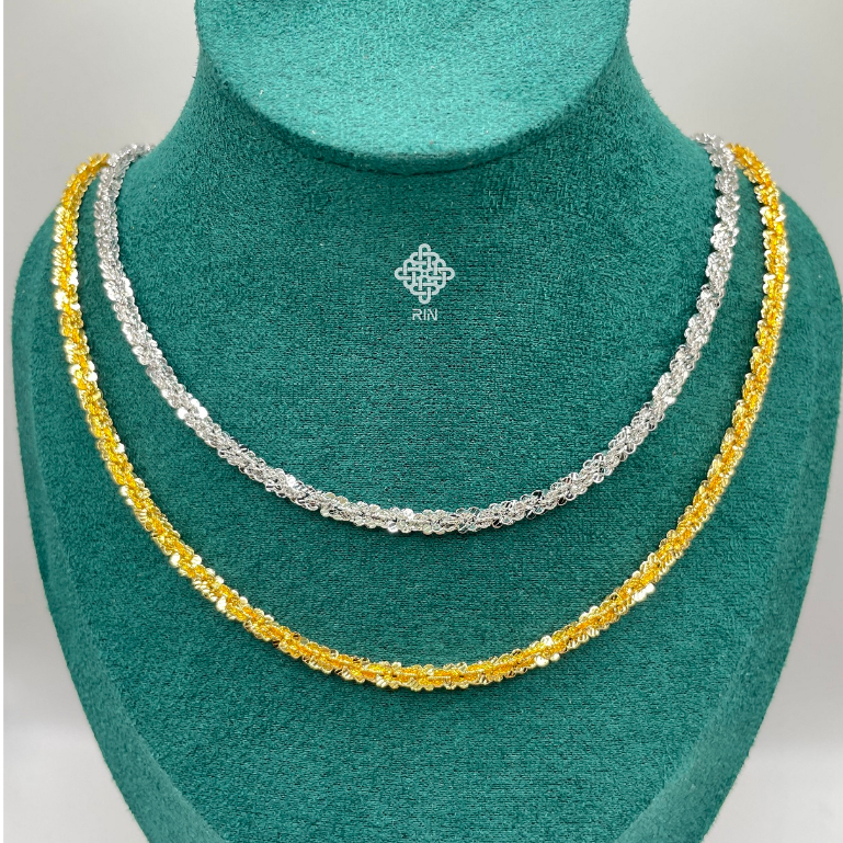  Dây chuyền xoắn titan 4 li Vòng cổ hoa mai titan màu 18k và vàng trắng TRANGSUCMOILUATUOI.RIN 