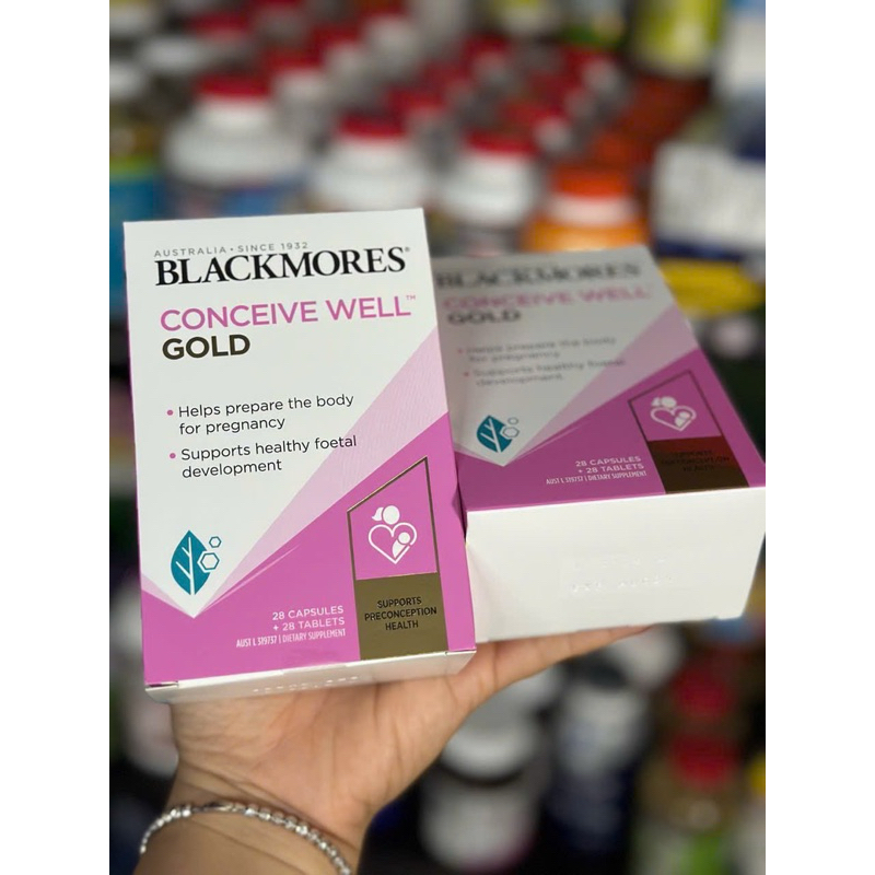Viên uống tăng khả năng thụ thai Blackmores Conceive Well Gold 56 Tablets - giúp tăng khả năng thụ thai bằng cách cung cấp các dưỡng chất cần thiết cho quá trình thụ thai. Với 56 viên trong mỗi hộp, sản phẩm có thể giúp tăng khả năng thụ thai bằng cách cả