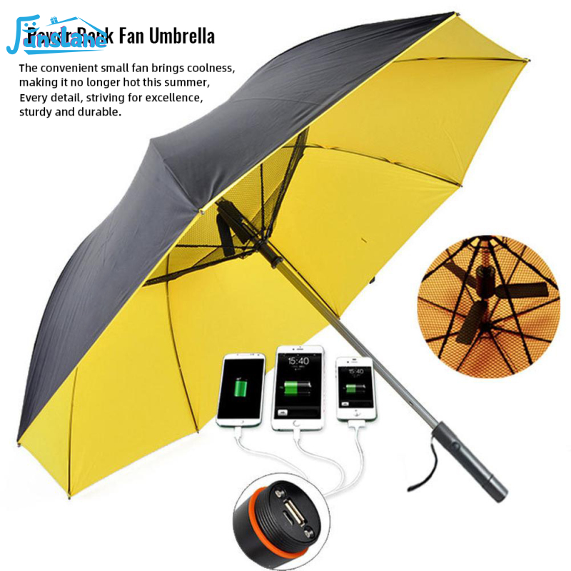 FunsLane USB Rechargeable Sun Umbrella With Personal Cooling Fan, 8 Umbrella Ribs, Charging Handle, 3-in-1 Portable Fan Umbrella For Walking Sports Beach ราคา 932 บาท*ส่งฟรี