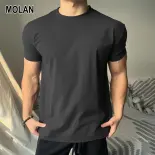 MOLAN Áo phông ngắn tay ôm sát cảm giác mát lạnh cho nam Phong cách gọn gàng thoáng khí mùa hè