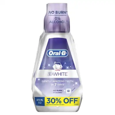 ORAL B 3D White Clean Mint Mouthwash Bundle Pack - (473ml X 2)
