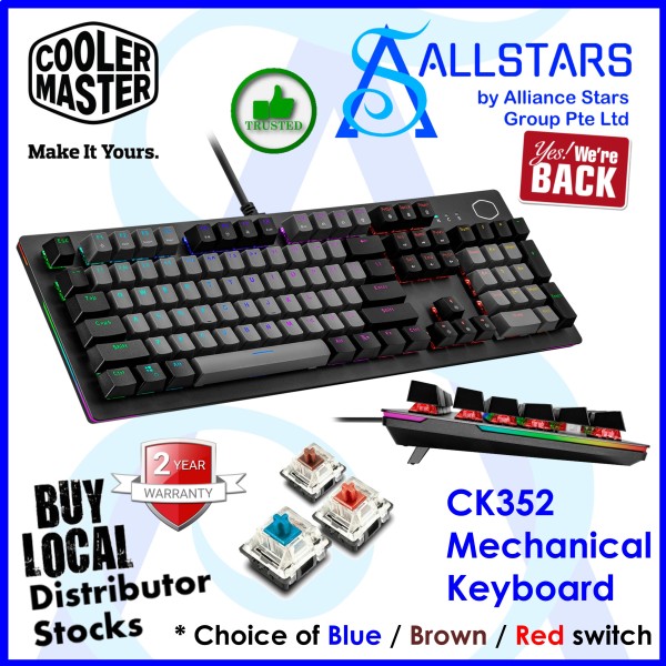 (ALLSTARS : We are Back / Gaming Gear Promo) CM / Cooler Master /CoolerMaster CK352 (Blue / Clicky) (Red / Linear) (Brown / Tactile) Mechanical Gaming Keyboard with RGB Lighting and Dual Keycap Color Design (Warranty 2years with BanLeong) Singapore
