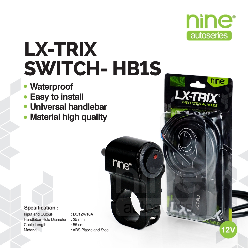 LX-TRIX Switch HB1s On/Off Waterproof Motorcycle Handlebar Light Switch - NINE AUTOSERIES Harga 44,900 rupiah*Gratis Ongkir