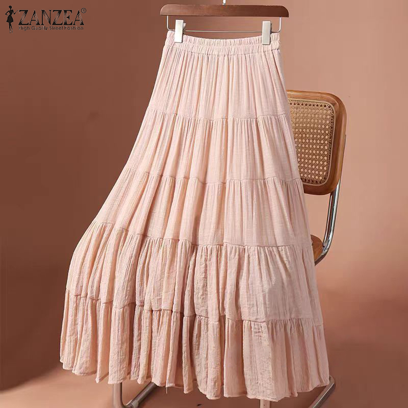 Hijabfab ZANZEA Womens thường đa năng lưng co giãn dáng rộng rắn overskirts Sweety nhiều lớp ô váy #1028