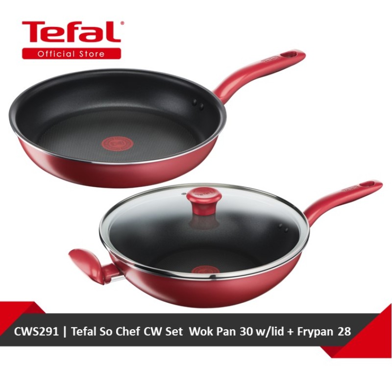 Tefal So Chef CW Set Wok Pan 30 w/lid + Frypan 28 (G13594 + G13506) CWS291 Singapore