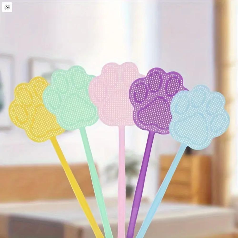 LITUILI 5pcs Nhựa Vỉ Đập Ruồi dày Dễ thương Hoạt hình Vợt ruồi Diệt muỗi Tay cầm dài Vỉ Đập Ruồi Nhà