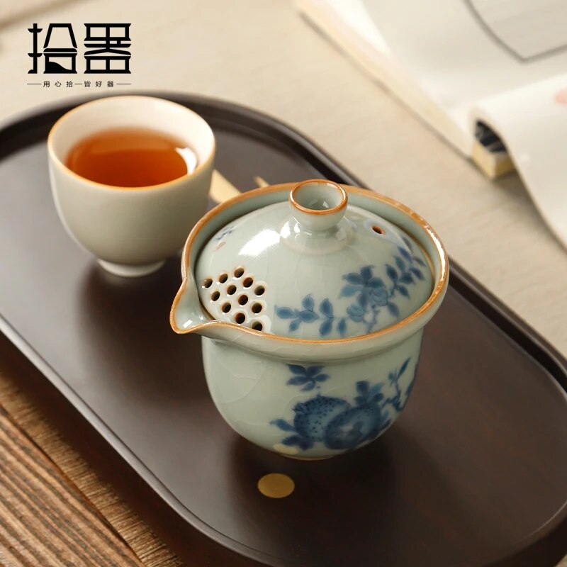 Uống bia không nóng để uống trà jingdezhen ru lò sơn màu xanh và Bàn Tay Trắng bình đơn