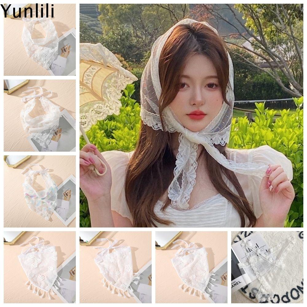 YUNLILI Hoa Khăn Bandana tam giác Bướm Khăn xếp Khăn quàng cổ ren Bohemia Phụ kiện tóc Bé gái