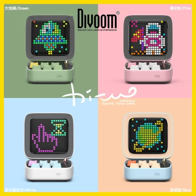 【Best Gift Ideal】 New Divoom DITOO Pixel Bluetooth Wireless Speaker | Mechanical Retro Mini Computer Model | Smart Speaker Alarm Clock