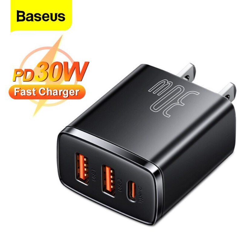 Củ sạc 30W Baseus - 3 cổng USB + Type C - Hỗ trợ sạc nhanh - An Toàn - Tiện Dụng