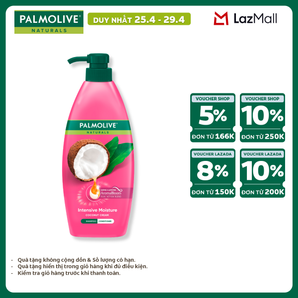 [Chỉ 25-29.4_X2 Voucher giảm 20%] Dầu gội Palmolive kèm xả 2-trong-1 chiết xuất thiên nhiên 600ml