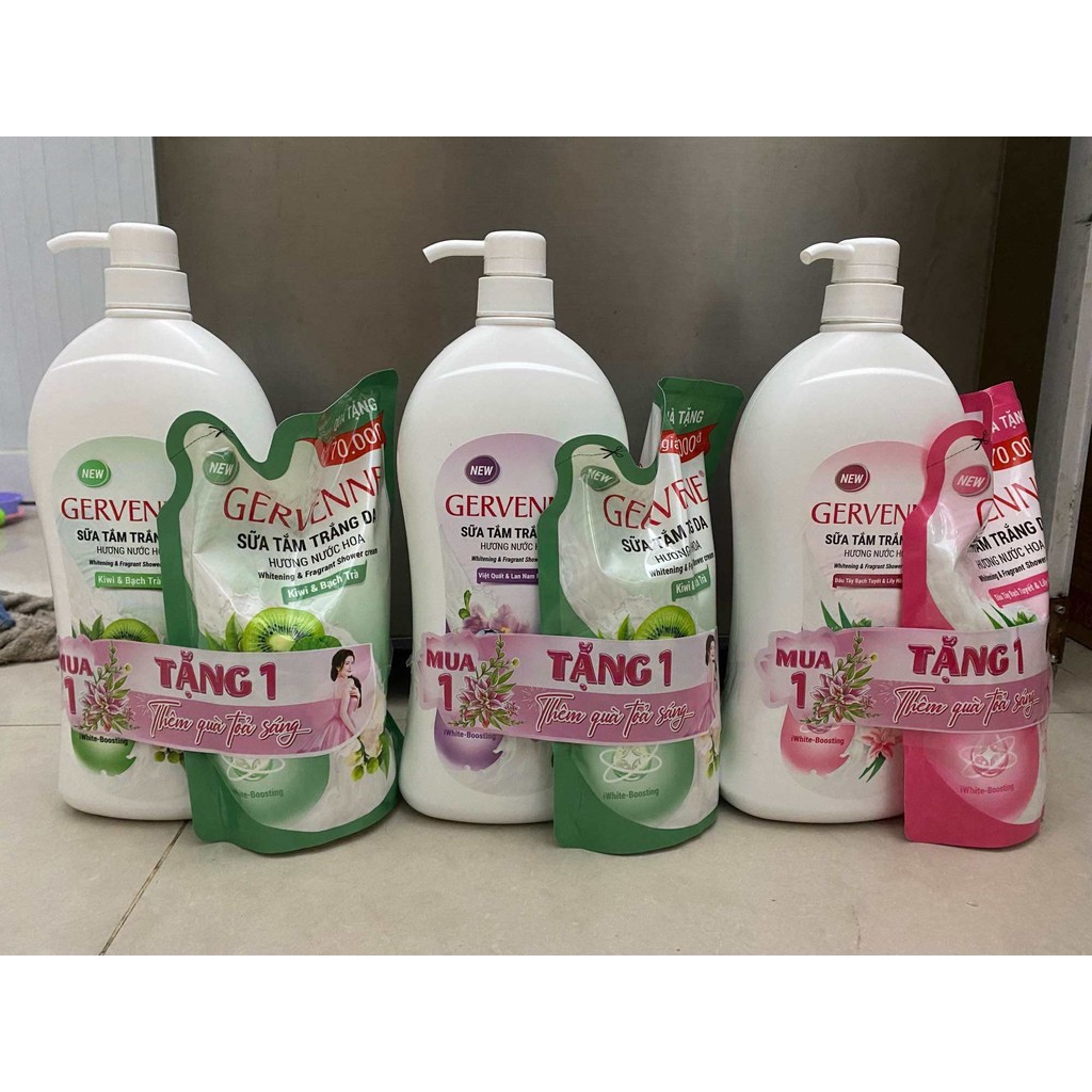 Sữa tắm Gervenne 1.2kg Tặng Túi 600g - Cho Làn Da Sáng Mịn