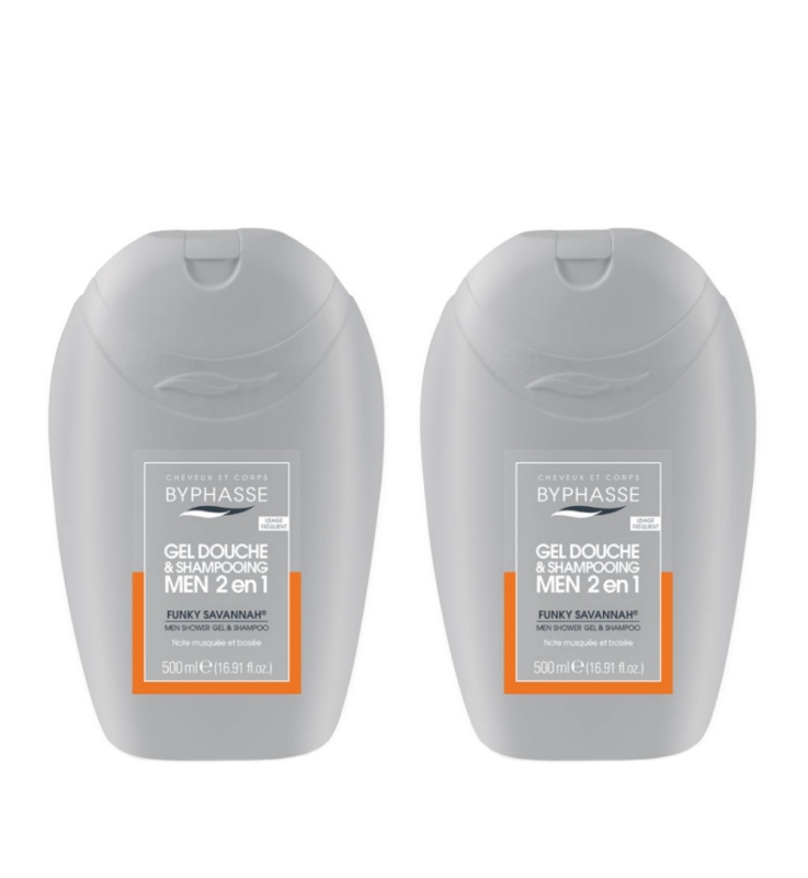 Buy BYPHASSE 2 IN 1 MEN SHOWER GEL & SHAMPOO FUNKY SAVANNAH 500ML x 2 bottles Singapore