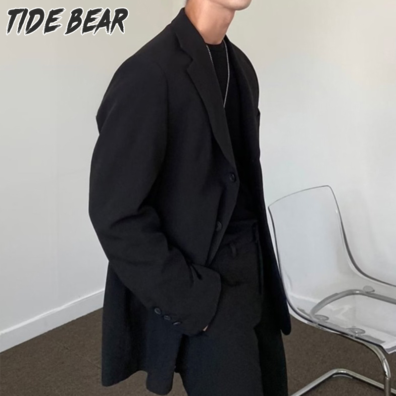 TIDE BEAR Áo khoác nam Áo Blazer Nam Áo vest thường ngày rộng màu đen